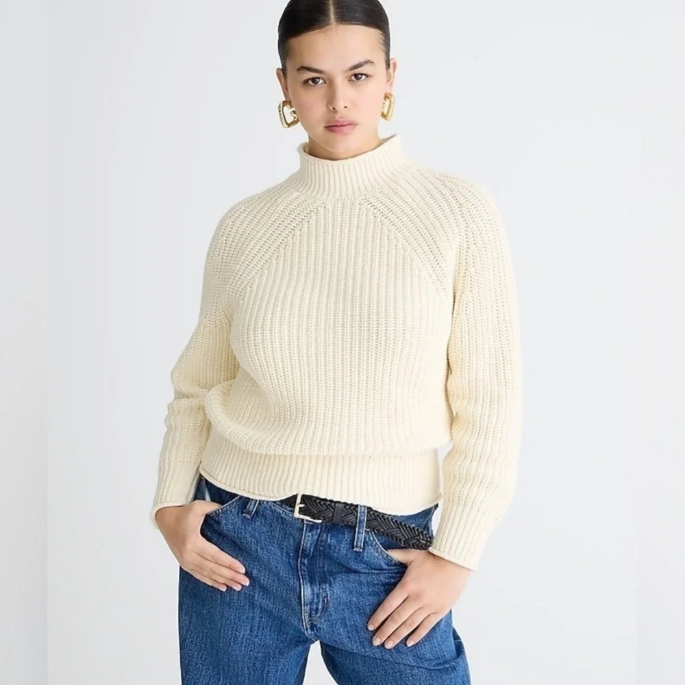 J.‎ Crew relaxed rolled neck chunky knit cream sweater